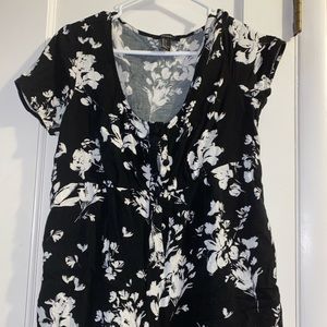 Black & White Floral Romper